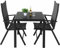 LIFERUN 3-Teiliges Gartenmöbel Set, Aluminium Balkonmöbel Set, 2pcs Verstellbare Hochlehner Klappstühle + 1 WPC Quadratisch Tisch, Essgruppe Sitzgruppe Outdoor, Wetterfest, Schwarz