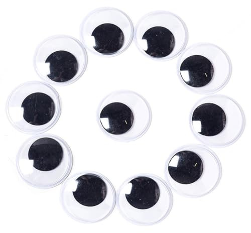 Qikaara 40 Stück Selbstklebende Wackelaugen groß 40mm Kulleraugen Selbstklebend Kunststoff Augen zum Basteln,Puppe Augen Schwarze Bastelaugen Big Wiggle Googly Eyes für DIY Kunsthandwerk Dekoration