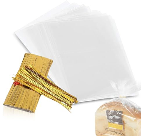 QOWUXHZ 100 Stück Geschenktüten Transparent Transparente Tüten Für Süßigkeiten Cellophantüten 15X20Cm Transparente Quadratische Tasche Für Süßigkeiten Mitgebsel Kindergeburtstag Gastgeschenke