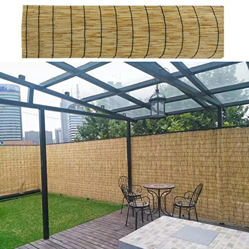 Sichtschutzzaun für Terrasse und Pool, handgewebt, Schilf, Balkon, Sichtschutz für Außenbereich, Hinterhof, natürliche Wand, Pflanzenzaun, einfache Montage, anpassbar (140 x 1000 cm)