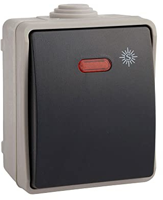Pulsador estanco luminoso IP54, 3320IL, ideal para entornos húmedos, fácil instalación y uso en iluminación industrial y de exteriores.
