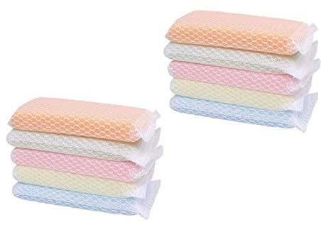 minkissy Scouring Pad for Dishwasher 10 Pack Cleaning Sponge Wipes Kitchen Scrubbers for Pots Pans Countertops Random Color