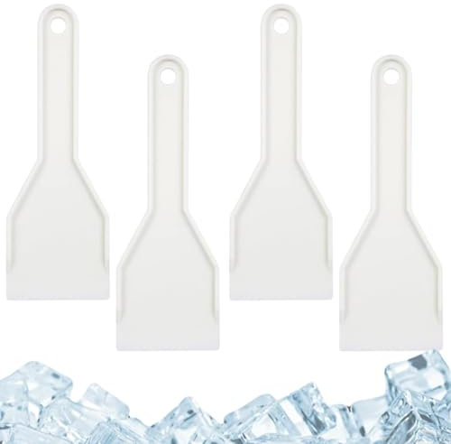 AUEFUDQ Pack of 4 Ice Scrapers for Freezer, White Ice Scraper for Refrigerator, Plastic Freezer, Compatible with Multi Brand Refrigerators