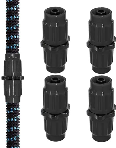 4 Sets Expandable Garden Hose Repair Kit, Repair Accessories, Dual-Channel Hose Female Male Connectors Compatible with Pocket Hose Fits Expandable Garden Hose 25 50 75 100 FT (4 Pcs Black)
