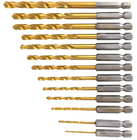 Set di Punte Trapano con Codolo Esagonale HSS 13 Pezzi Punte Elicoidali in Acciaio Ad Alta velocità per Legno Plastica Ferro Acciaio Rame Alluminio Foratura Rapida per