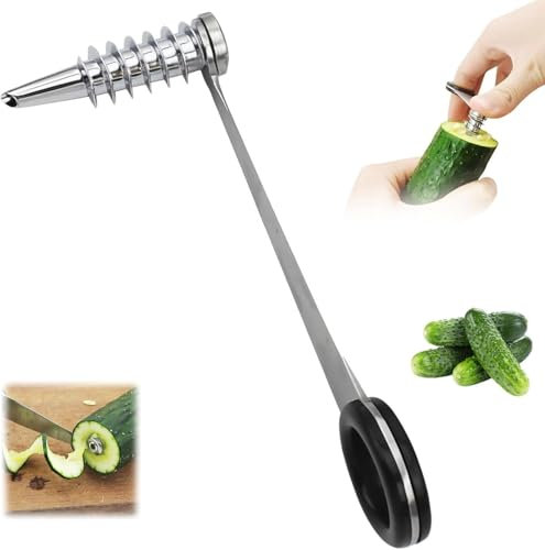 Piranha Spiral Cutter, Portable Spiral Vegetable Cutter, Stainless Steel Spiral Vegetable Cutter, Manual Kitchen, Easy to Clean, Suitable for Cucumber, Potato, Carrot Slicer