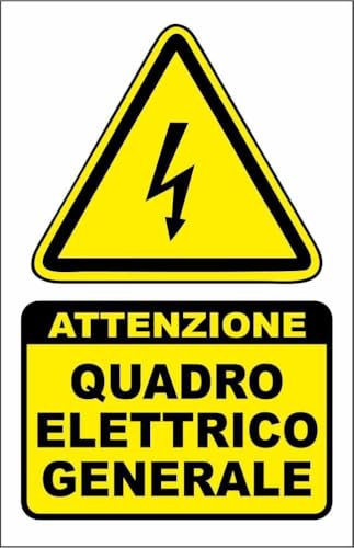 CARTELLO SEGNALETICO - QUADRO ELETTRICO GENERALE - Adesivo Extra Resistente, Pannello in Forex, Pannello In Alluminio (Alluminio, 20x31 cm)