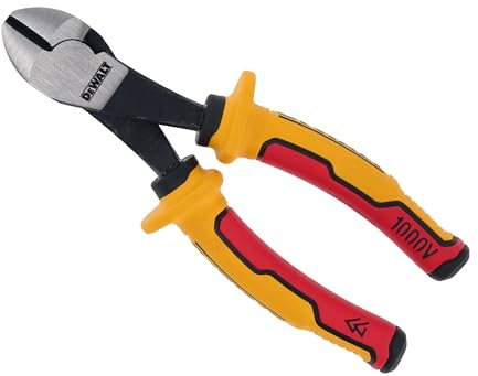 Dewalt VDE Diagonal Cutting Pliers 160mm, Approx. Hardness 61±2 HRC and Depth is 1.5±0.5mm. The high Leverage Design Increased jaw Force. A Black Oxide Trim extends lifespan