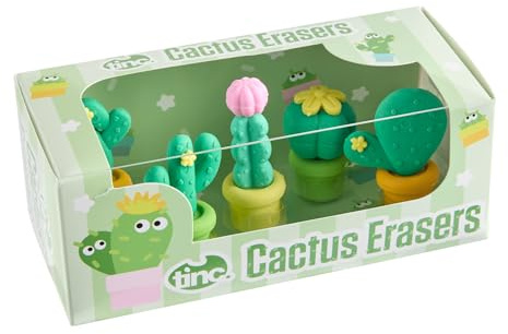 Tinc Confezione di gomme da cancellare a forma di cactus per bambini, da usare a scuola e a casa (S4CATCER)