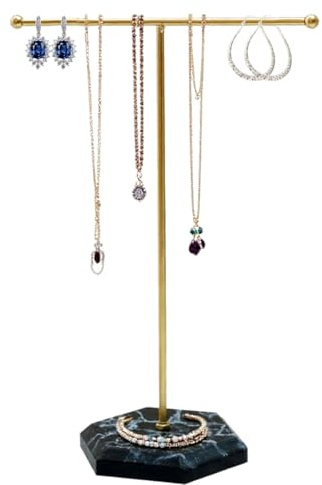 leersao Présentoir à Bijoux,Porte bijoux,Collier Bracelet Porte Boucle d'Oreille,Presentoir avec Base en Bois,pour Range Bracelet Boucles Collier Montres