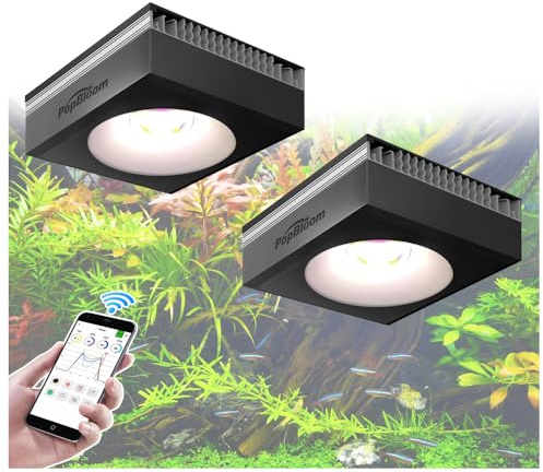 PopBloom RL90 WiFi Vollspektrum Aquariumleuchte LED Aquarium-RGB-LED 2 Stück Pflanzenaquariumleuchten für 90cm 120cm Süßwasser Aquarien Fischtank
