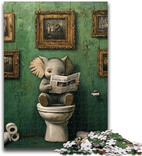 Puzzle 1000 pièces pour Adultes et Adolescents, Puzzles Elephant Go Toilet pour Adolescents, Cadeaux Secret Santa pour Les 14 Ans et Plus (26x38cm)