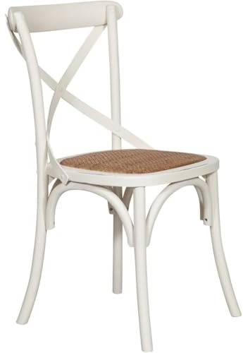 Cribel Pepita Cross Set 2 Sedie in Legno Massello | Sedute in Bambù con Schienale a X Stile Thonet | Sedie da Cucina, Sala da Pranzo o Ristorante | Design Classico e Durevole (Bianco/bambù)