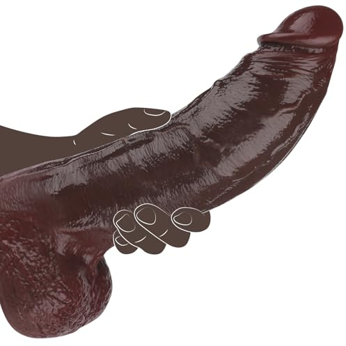 12 Inch Lifelike Curved Realistic Anal Dildo Sex Toy, Real Skin Thick Big Silicone Dildo with Powerful Suction Cup, Realistic G Spot Hands-Free Soft Penis for Men Women Couples