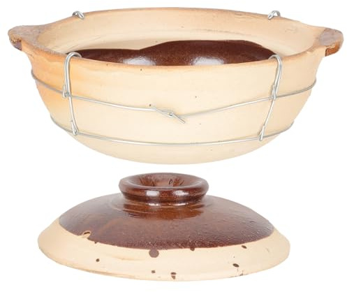 HOMSFOU Cazuela de Barro con Mango Individual 0,5l para Cocina Casera, Olla para Guisar y Sopa, Resistente a Altas Temperaturas, Adecuado para Estofados y Arroz Cocido en Estilo Aleatorio