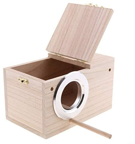 Wodsty Caja nido de madera natural para jardín, casa de cría de loros segura para pájaros silvestres pequeños, incluyendo pinzones y periquitos, decoración exterior resistente a la intemperie (12 x 12