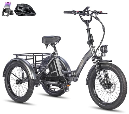 Fafrees Triciclo Eléctrico F20 Mate para Adultos, Plegable 20 x 3, Batería de 48 V/20 Ah, Frenos Hidráulicos, Triciclo de Carga Eléctric 250W, Alcance 115km