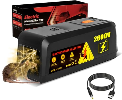 ADOGO Elektrische Rattenfallen 2800V Upgrade, Hochspannungs Elektrische Mausefalle, Rattenfallen Schlagfallen Für Ausgewachsene Ratten, Mausefalle Rattenfalle Elektrisch
