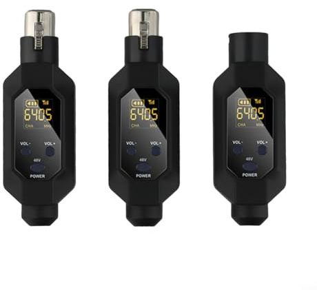 Système de microphone sans fil UHF XLR transmetteur pour micros dynamiques – Audio à faible latence portée de 80 m – Kit de performance en direct rechargeable (1 en 2)