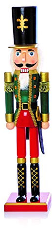 Festive Premier Decorations Large 60 Centimeter Wooden Nutcracker Various Designs and Colours (Green)
