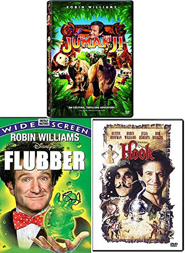 Robin Fantasy Williams Triple Magical Adventure Movie Set Hook Peter Pan Story + Flubber & Jumanji 3 DVD Family Fun