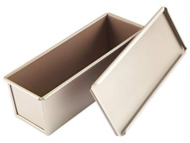 CHEFMADE Pullman Loaf Pan mit Lip, 0,66 Lb Teig Kapazität Nicht-stick Rechteck Flache Toast Box für Ofen Backen 2.8 x 8.1x 2.8 (Champagne Gold)