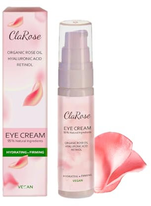 ClaRose Hyaluronsäure Anti-Aging-Augencreme mit 100 % natürlichem Rosenöl; 30 ml