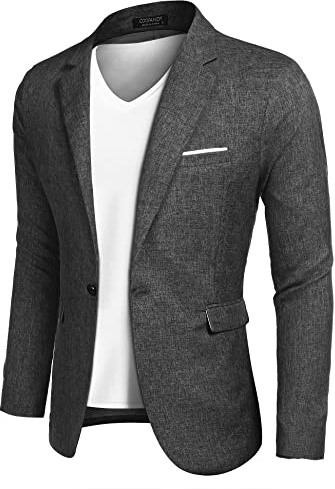 COOFANDY Men's Blazer Casual Sport Coats Slim Fit One Button Suit Jacket Lightweight Sports Jacket (Black,Large)