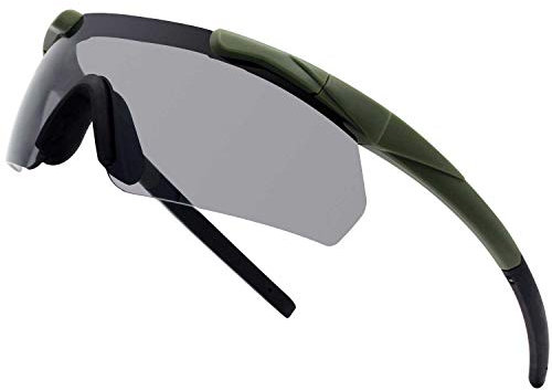 SPOSUNE Outdoor Tactical Brille mit 3 Austauschbaren Gläsern, Schlagfestigkeit Schießbrillen, Unisex-Schutzbrille Anti-Fog UV400 Augenschutz Sonnenbrille für die Jagd Radfahren Fahren