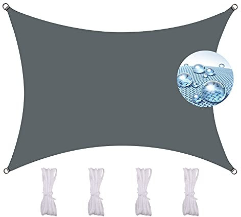 DYKL Vela Rettangolare 2X2.5M， per Esterni Anti-Raggi UV Giardino Terrazza Piscina Vela Ombreggiante Triangolare Impermeabile -Grigio Scuro