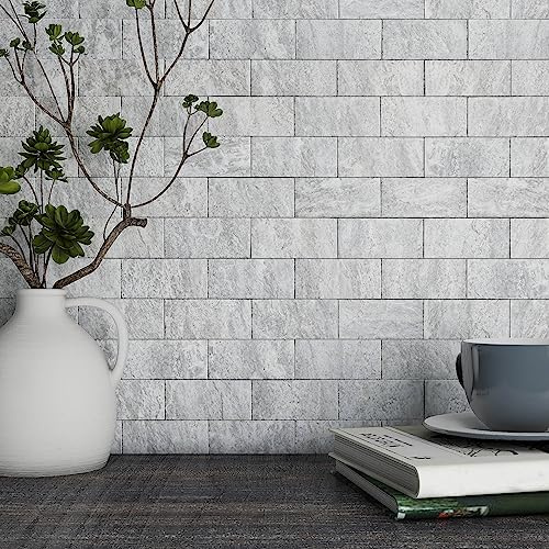 BeNice Selbstklebende Wandfliesen Klebefliesen Mosaik Hellgrau 10Blatt