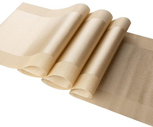 Vagasi Tischläufer Gold Glitzer schmal 274 x 30 cm breit schneibar Tischband Gold modern für Esstisch Geburtstag Hochzeit