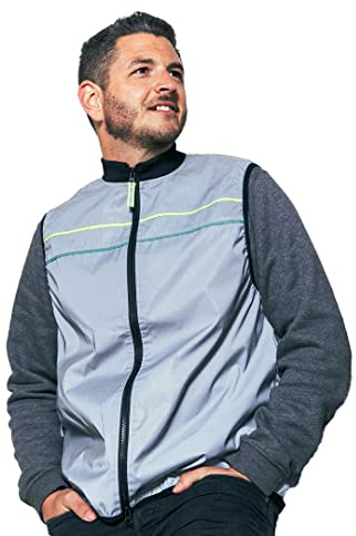 GOFLUO - George Reflektorweste - Warnweste - Reflektierende Weste - Sichtbar im Dunkeln für Wanderer, Joggen, Fahrrad - Grey Reflective -
