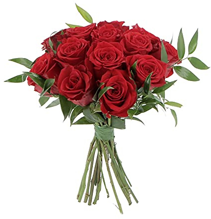 KENTIS - Rose Rosse Vere - Bouquet 12 Rose Rosse Fresche a Domicilio - Regalo per Lei per Fidanzata Moglie San Valentino Anniversario Natale