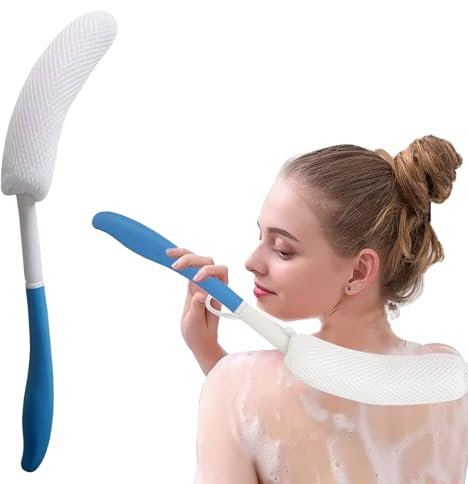 YUYTE Brosse dos douche long manche,39 cm,brosse dos brosse douche,poignée incurvée antidérapante pour personnes âgées, aide aux femmes enceintes, au bain et à la douche