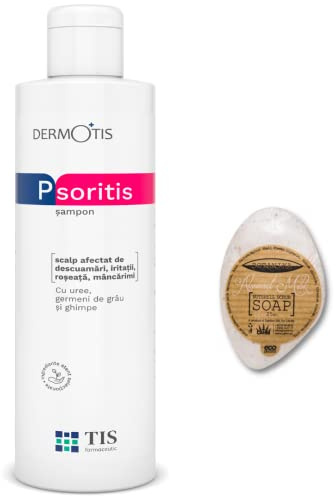 PsoriTIS, Urea 10% Shampoo - Seborrhoische Dermatitis, zu Schuppenflechte neigende Kopfhaut, Ekzeme, juckende, schuppige Haut, lindert die Symptome 120ml + Mandelmilchseife 25g (Shampoo + Soap)