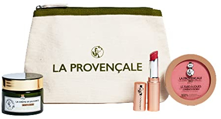 La Provençale Bio Federmäppchen Ritual Bonne Mine 3 zertifizierte Bio-Produkte | Anti-Aging-Creme aus Polyphenolen, 100 % natürlicher Herkunft, Lippenstift, Lipgloss, Olivenöl AOP Provence
