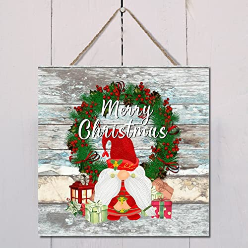 Signs Holzschild zum Aufhängen, Weihnachtsstern, roter Blumenkranz, 30,5 x 30,5 cm, Holzschild, Vintage-Stil, Wandkunst, Veranda-Schild, personalisierbares Holzschild, Spielzimmer-Schild