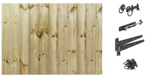Bespoke Custom Made To Measure UPTO HEIGHT: 3ft (90cm High) Tongue & Groove Fully Framed Flat Top Pathway Garden Pedestrian Gate [Width Between 105CM to 120CM With Ring Latch Hinge Pack