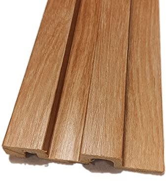 FLOORINTEX Panel de listones 3D acústico - (Panel 250x17x1,4 cm., Roble Natural) Paneles de composite WPC imitación Madera Revestimiento de Listones Friso de Listones