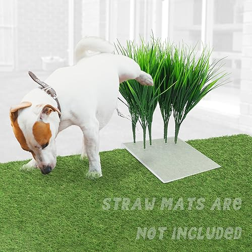Sysmashing 8Pcs Fake Grass Plants Pee Post for Dogs to Pee on, Guiding Male Dogs to Urine and Preventing Urine from Splashing Everywhere,Easy to Install and Clean(Lemon Grass)
