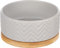 Flamingo Ciotola per Cibo e Acqua Bianco – Rotonda – Grigia – 990 ml – in Ceramica con Supporto in Bambù – Antiscivolo e Lavabile in Lavastoviglie