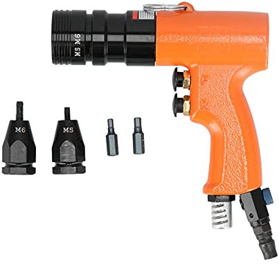 Brilluxa Remachadora Neumática para Tuercas, Herramienta Neumática para Remaches de Tuercas, Remachadora Neumática de Alta Resistencia con Mandriles, Juego de Tuercas para Remaches M5 M6 KV‑7802E