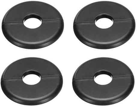 QUARKZMAN 4pz Flangia Divisa Parete 80mm / 3.1 OD Piastra Rivestimento Abs Rotonda Autoadesiva per Coprire Tubi Acqua 22mm / 0.9 Dia Accessori per Decorazione Rubinetteria, Nero