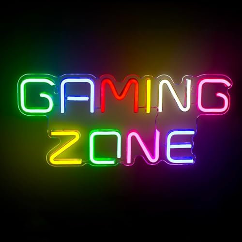Dhqkqg Gaming Zone Neon Light Sign, Colorful Game Neon Sign for Wall Decor, Gaming Letter LED Neon Light, USB Powered Game Neon Light, Gaming Neon Sign for Gaming Room, Bedroom (Gaming Zone)