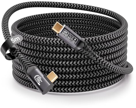CAKOBLE Cavo USB Type-C 5 metri,Cavo USB C 3.2 Gen2 20 Gbps 100W Cavo Tipo C Ricarica Rapida,5K@60Hz Cavo USB C Video Compatibilità iPhone 16, MacBook iPad Pro,Samsung S24 cavo usb c 90 gradi 5 m