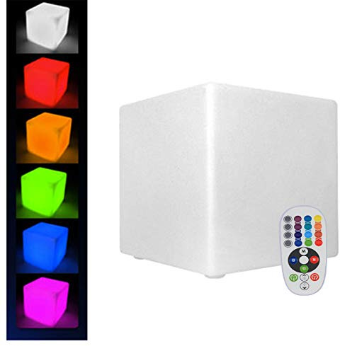Xigner LED Würfel Outdoor mit Fernbedienung - Leuchthocker RGB Farbwechsel, 16 Farben, LED Sitzwürfel und Design Cube Beleuchtung, Leuchtwürfel als Sitz & Tisch für Innen & Außen (30 x 30 x 30 cm)