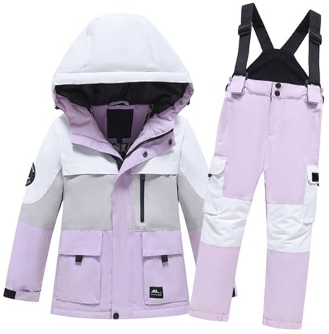 Surttan Kinder Skianzug 2 Teilig, Warme Mädchen Schneeanzug, Dicker Thermo Schneehose Skijacke Jungs, Plüsch Schneeanzug Kinder, Winddicht Wasserdicht Skianzüge, Snowsuit Zweiteiler Für Kinder