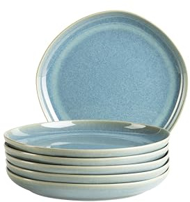 MÄSER Serie Cordelia, desserttallriksset för 6 personer av högkvalitativt stengods, bordsservis i 6 delar, oregelbundna porslinformar; stengods, grön