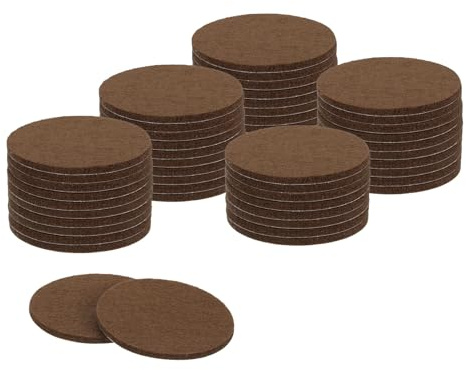 sourcing map Round Felt Furniture Pads, 48Pcs 2 Dia x 0.12 Thick Adhesive Backed Felt Non-slip Anti-scratch Felt Pads Chair Leg Protectors for Protecting Hardwood Floor, Brown